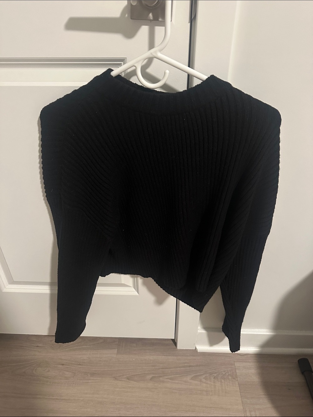 Classic Black Ribbed Crewneck Sweater